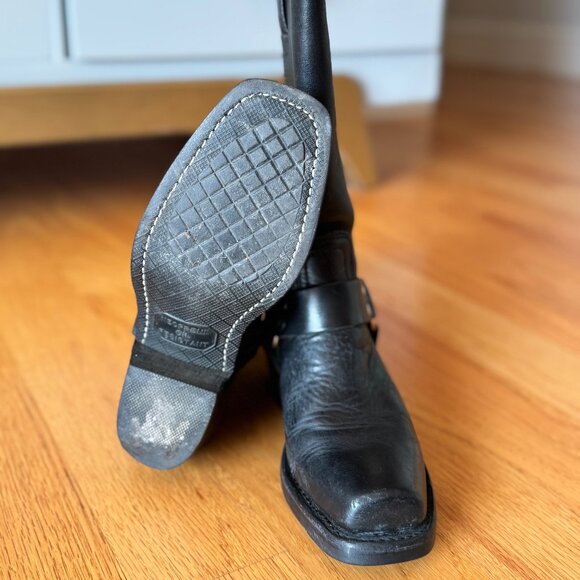 Frye Tall Leather Harness Boots Black Women’s Size 6.5 - Picture 4 of 5